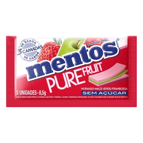 MENTOS PURE FRUIT MORANGO, MAÇÃ E FRAMBOESA 8,5G