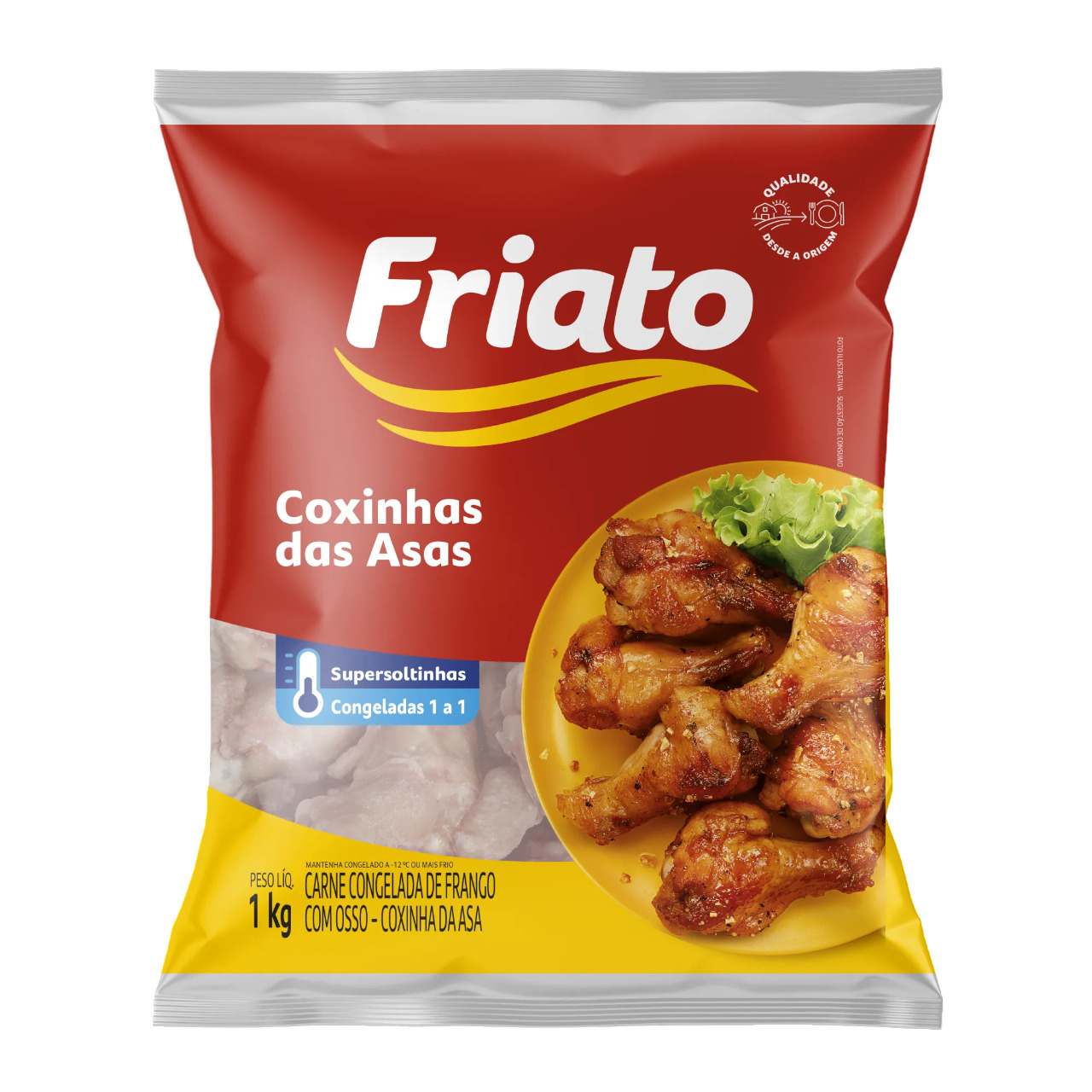 COXINHA DA ASA FRANGO CONGELADA IQF 1KG FRIATO