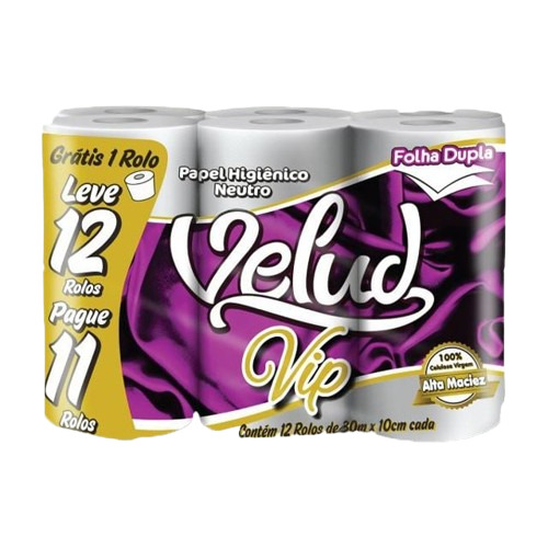 PAPEL HIGIÊNICO VELUD FOLHA DUPLA L12 P11 30M