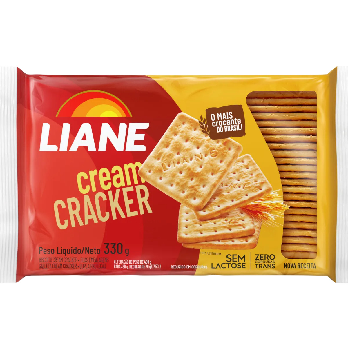 BISCOITO CREAM CRACKER MANTEIGA SEM LACTOSE LIANE 330G