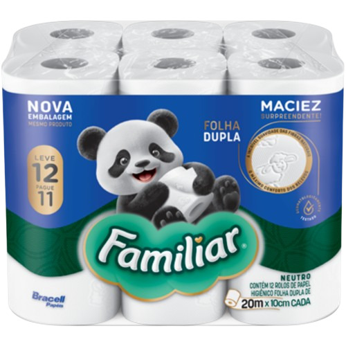 PAPEL HIGIÊNICO FAMILIAR SUPREM FOLHA DUPLA L12 P11 X 20M