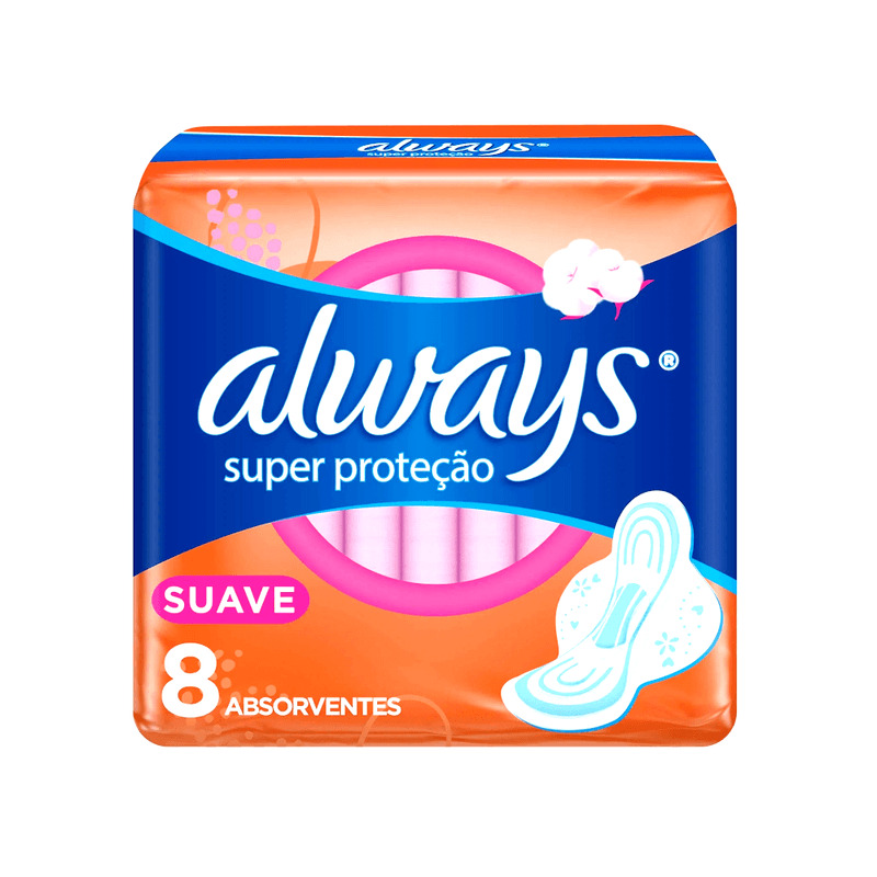 ABSORVENTE ALWAYS SUPER PROTEÇÃO SUAVE COM ABAS 8UN