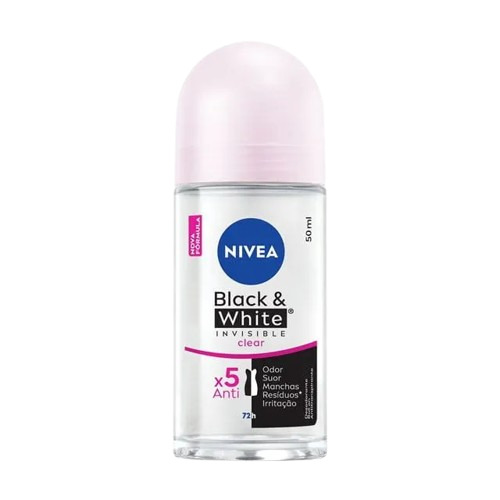 DESODORANTE ROLON NIVEA FEMININO B&W INVISIBLE CLEAR 50ML