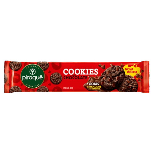 BISCOITO COOKIES CHOCOLATE PIRAQUE 80G