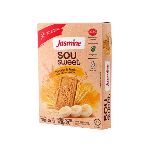 BISCOITO VEGANO SOU SWEET ZERO BANANA E AVEIA JASMINE 75G