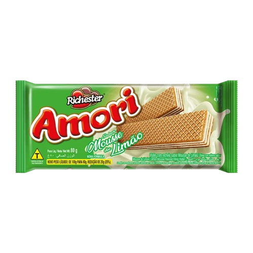 BISCOITO WAFFER RICHESTER AMORI MOUSSE LIMÃO 80G