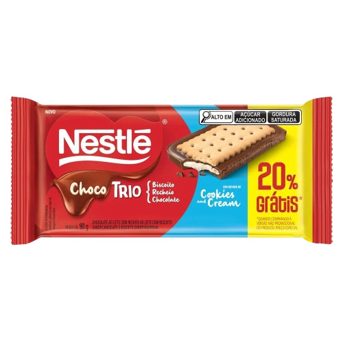 CHOCOLATE CHOCO TRIO LEITE NESTLE 20% GRÁTIS 90G