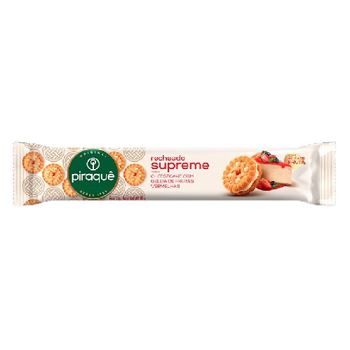 BISCOITO RECHEADO SUPREME FRUTAS VERMELHAS PIRAQUÊ 80G