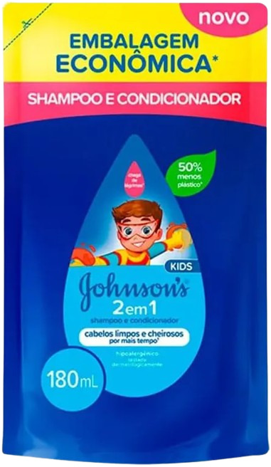 SHAMPOO JOHNSONS KIDS 2 EM 1 REFIL 180ML