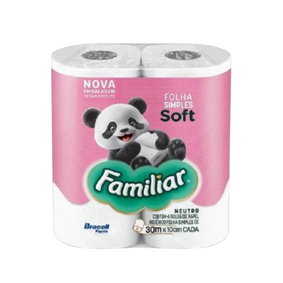 PAPEL HIGIÊNICO FAMILIAR SOFT NEUTRO FOLHA SIMPLES 4X30M
