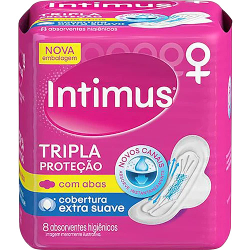 ABSORVENTE INTIMUS TRIPLA PROTEÇÃO COM ABAS SUAVE 8UN