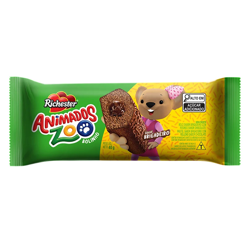 BISCOITO BOLO ANIMADOS ZOO BRIGADEIRO RICHESTER 40G