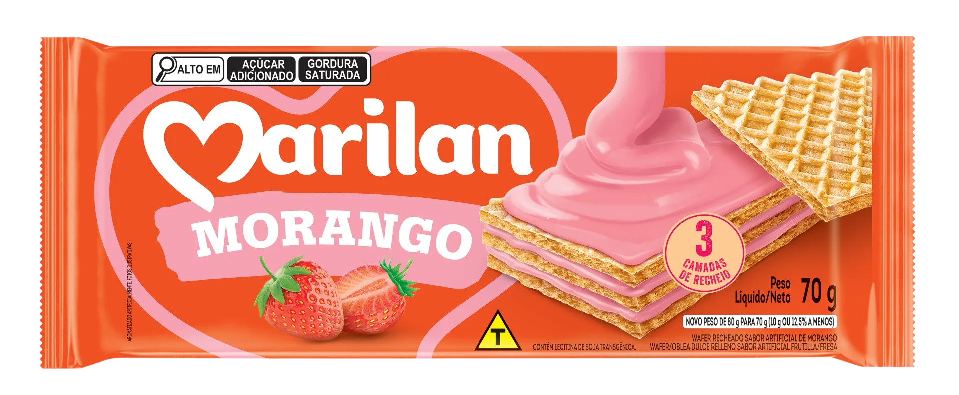 BISCOITO WAFER MORANGO MARILAN 80G
