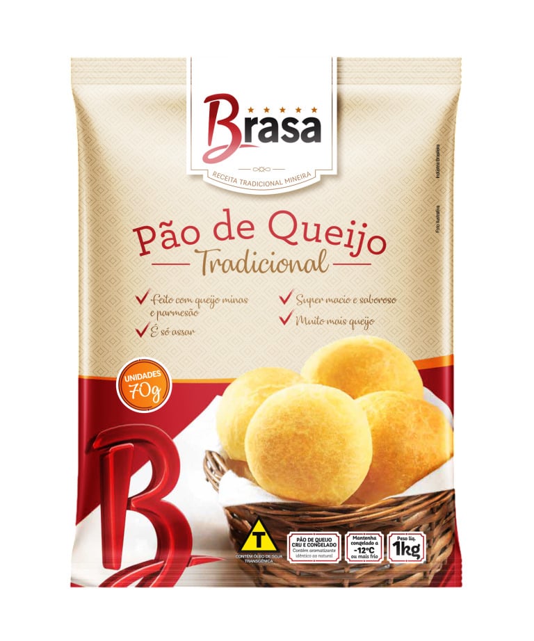 PÃO DE QUEIJO CONGELADO BRASA 70G PACOTE 1KG