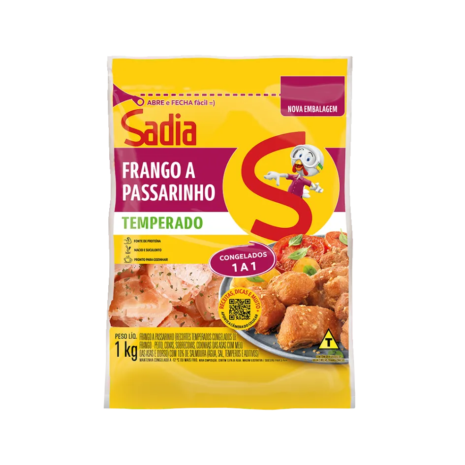 FRANGO A PASSARINHO TEMPERADO CONGELADO SADIA PACOTE 1KG