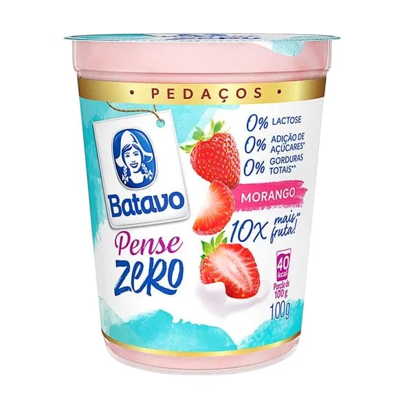 IOGURTE PEDAÇOS FRUTA PENSE ZERO MORANGO BATAVO 100G