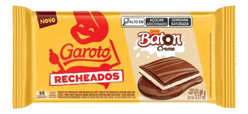 CHOCOLATE TABLETE RECHEADOS BATON CREME GAROTO 90G