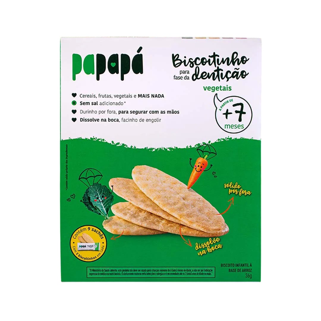BISCOITO PAPAPÁ DENTIÇÃO VEGETAIS 36G