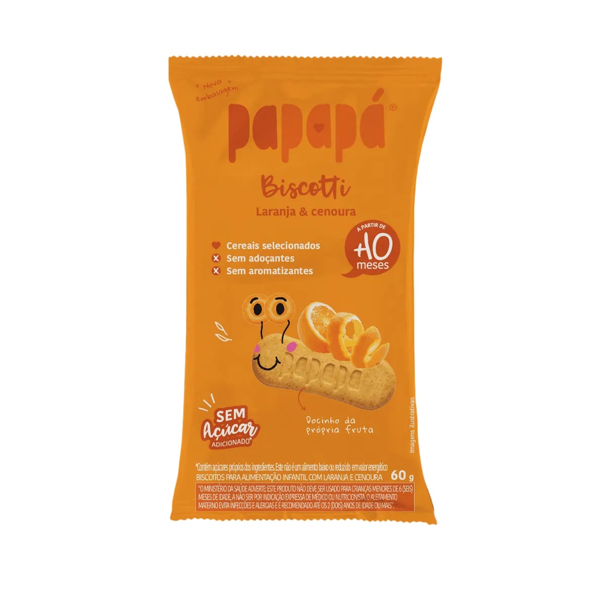 BISCOITO PAPAPÁ ZERO LARANJA E CENOURA 60G