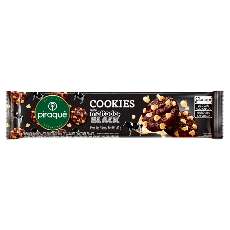 BISCOITO COOKIE MALTADO BLACK CHOCOLATE PIRAQUÊ 80G